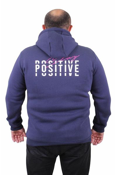 MocGrande Ανδρικό μεγάλο μέγεθος με κουκούλα Sweat Positive 23211 INDIGO