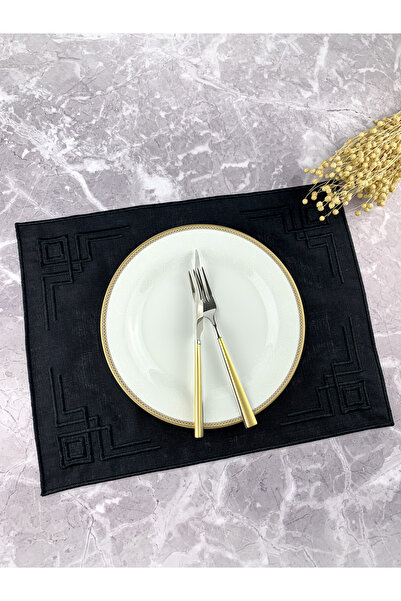 WEARE2 Μαύρο Χρώμα Μαύρο Κεντητό Ορθογώνιο Σερβίτσιο Αμερικάνικου Τύπου 34x44εκ.