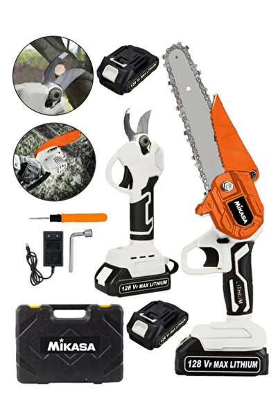 Mikasa Tools 598 Vf 20 Ah Çift Akülü Çelik Şanzuman Akülü Dal Ağaç Kesme Bağ Budama Makası Testere 2 Li Set