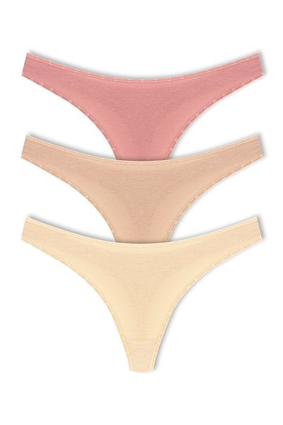 HNX 3-Piece Cotton Heart Rubber Basic Thong Women's Panties