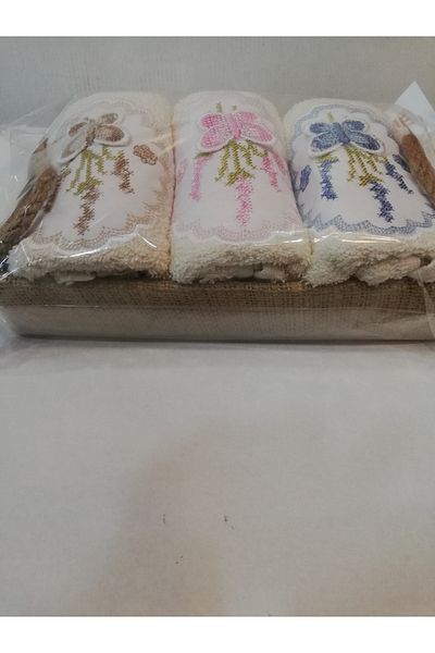 Çapa Home Gift Daily Dowry 30 X 50 3-Piece Wicker Basket Towel Set