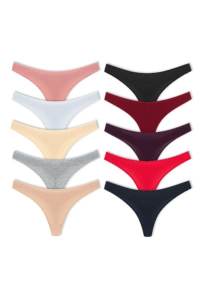 HNX Γυναικεία εσώρουχα Cotton Heart Rubber Basic Thong 10τμχ