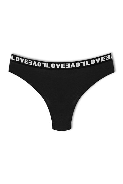 HNX Βαμβακερή δαντέλα στην πλάτη LOVE Rubber Thong Γυναικεία κιλότα 3τμχ