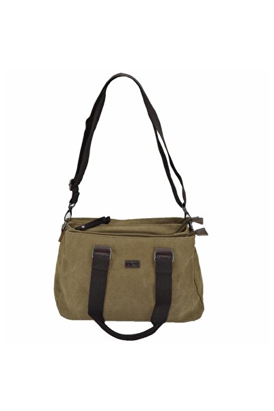 ÇÇS 31320 Üç Bölmeli Kanvas Kadın El Ve Omuz Çanta Kahve