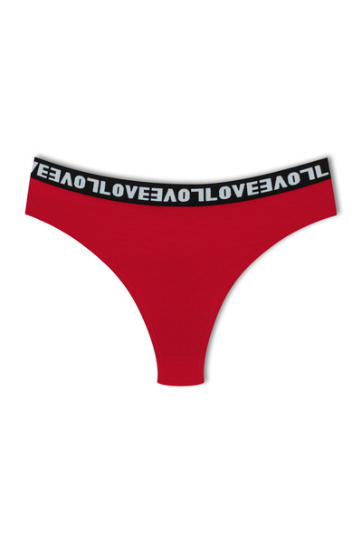 HNX Cotton Lace Back LOVE Rubber Thong Women's Panties 5-Piece