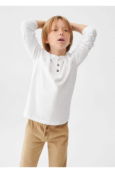MANGO Kids Stretch βαμβακερό παντελόνι