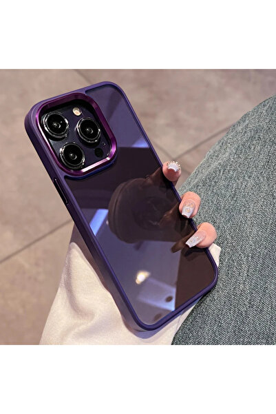 EDELFU Iphone 14 Pro Derin Mor Sararmaz Orjinal Mika Kapak Tuşları Ve Kamera Çevresi Metal