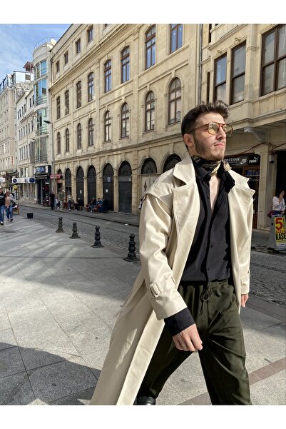 Pastelist. Erkek Premium Oversize Suni Deri Trençkot