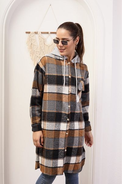 CANSELLBUTİKK Oversize Hooded Lumberjack Shirt - Tunic