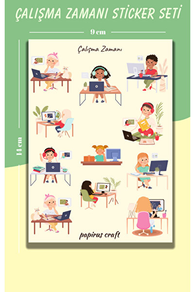 Craft PAPİRUS CRAFT ÇALIŞMA ZAMANI STİCKER , ÇIKARTMA, ETİKET SETİ
