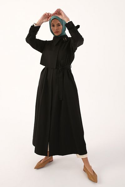 ALLDAY Чорна вітровка з кишенями та дефектами на блискавці abaya