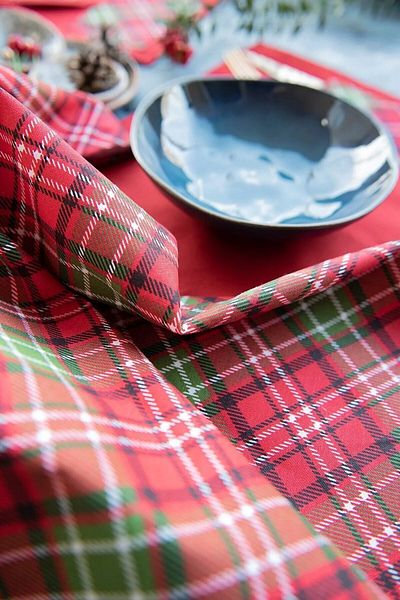 Soft Kare 2024 CHRISTMAS Red Checkered Duck Fabric Waterproof Runner Red Runner