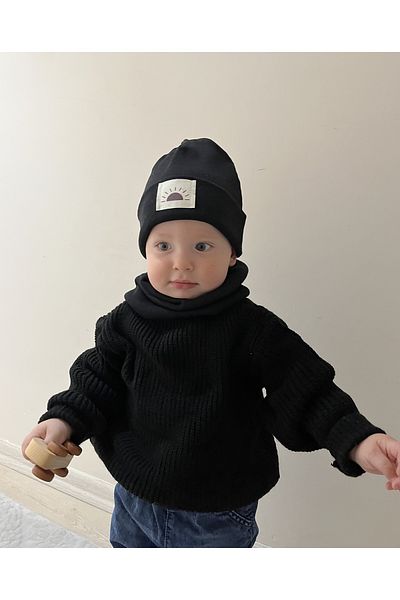 anna sofie Unisex Černá (1-5 LET) Žebrovaný 100% bavlněný kulichový límec ke krku (LATITUDE CENA)
