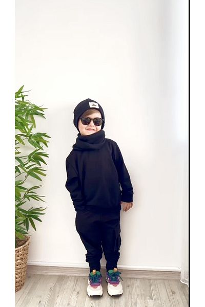 anna sofie Unisex Černá (1-5 LET) Žebrovaný 100% bavlněný kulichový límec ke krku (LATITUDE CENA)