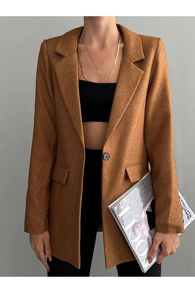 popibutik NEW SEASON WOOL EFFECT SINGLE BUTTON JACKET