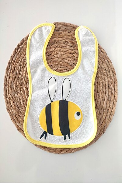 dubi baby arı desenli sıvı geçirmez arkası alezli bebek mama önlüğü (6-18 ay)