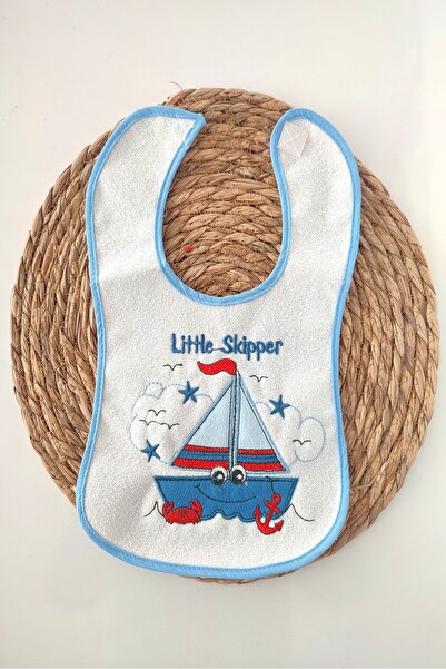 dubi baby gemici desenli sıvı geçirmez arkası alezli bebek mama önlüğü (6-18 ay)