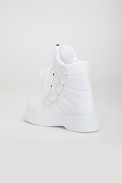 AYMELA Kadın Beyaz Kalın Tabanlı Soğu Geçirmez Kar Botu