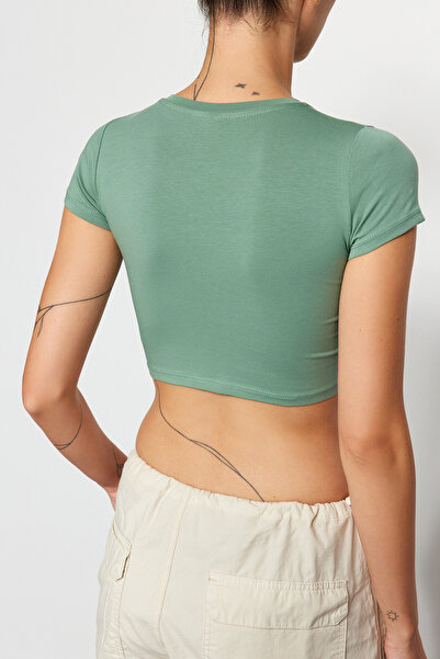 Edit by Trendyol Mint Crop Knitted T-Shirt TWOAW24TS00020