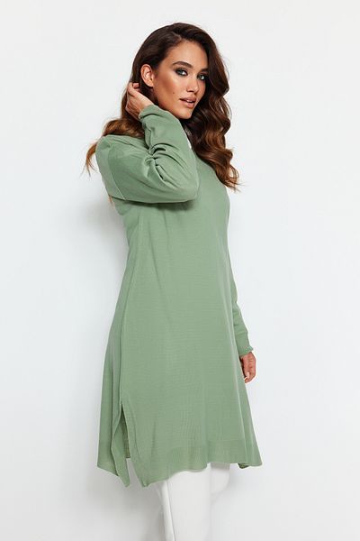 Trendyol Modest Mintgrüner langer Strickpullover TCTAW22AK0011