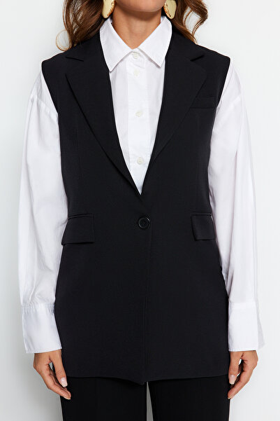 Trendyol Modest Υφασμάτινο υφασμάτινο γιλέκο με μαύρη γραμμή TCTAW24YL00017