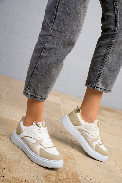 SOHO White-Beige Women's Sneakers 18548