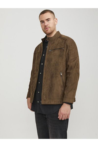 Jack & Jones Plus Bikerjacke in Lederoptik Plus Bikerjacke in Lederoptik