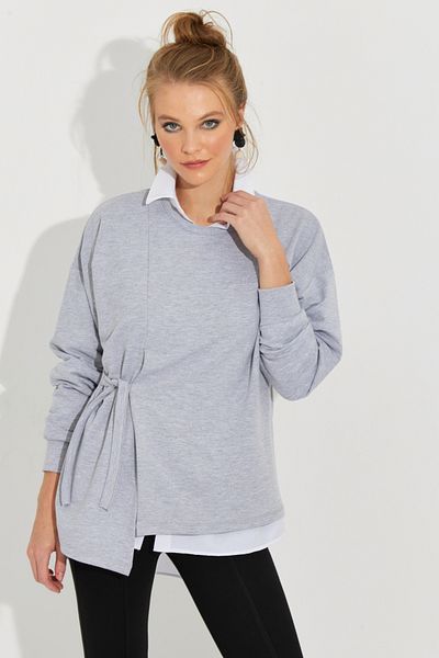 Cool & Sexy Dámská šedá mikina na zavazování Yİ2493