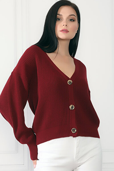 CoolLook Cardigan scurt, elastic, cu decolteu în V, cu mâneci lungi, cu trei ...