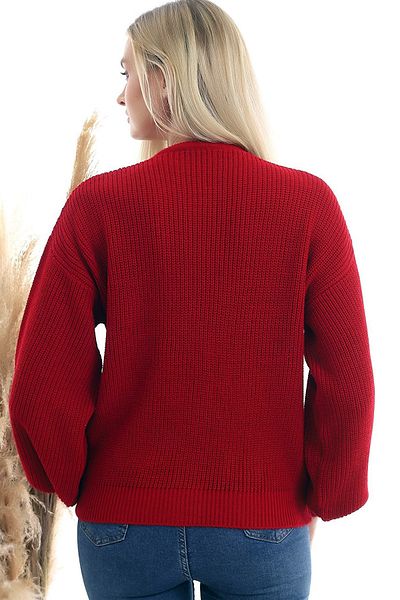 CoolLook V-neck Long Sleeve Three Buttons Detailed Comfortable and Loose Fit Style Stretchy Short Knitwear Cardigan