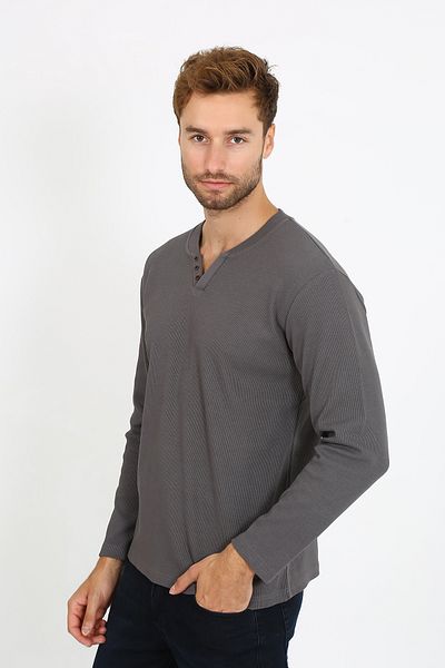 LACİVERTMEN 5524 NEW SEASON V CUT BUTTONED CASE Pullover