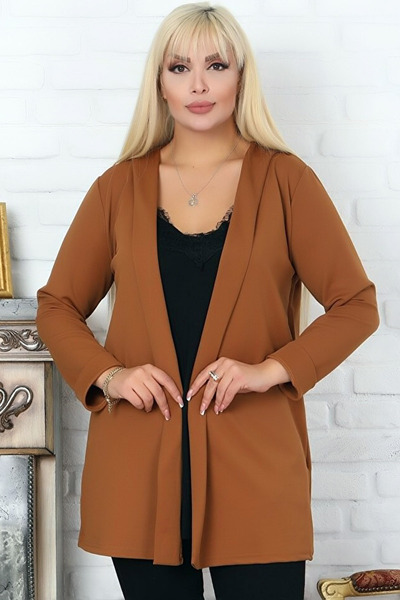 CoolLook Büyük Beden Şal Yakalı Uzun Kollu Likralı Esnek Dökümlü Basen Altı K...