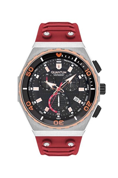 Quantum Hng1012.358 Quartz Chronograph Silicone Red 49 mm Men's Wrist Watch