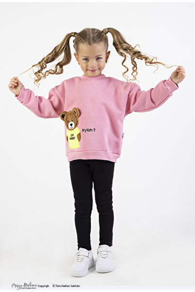 Harika KIDS طقم لباس ضيق أساسي محبوك مطبوع متوسط السمك للفتيات من الأعلى والأسفل