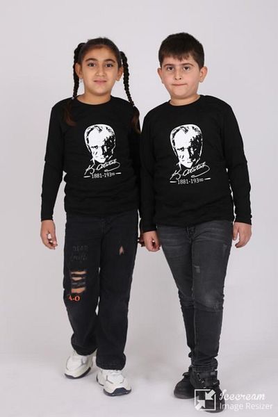 Çiggo Kids 10 ноември, специална детска тениска с дълъг ръкав и щампа на Ататюрк, памучна унисекс