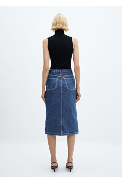 MANGO Woman Midi denim etek