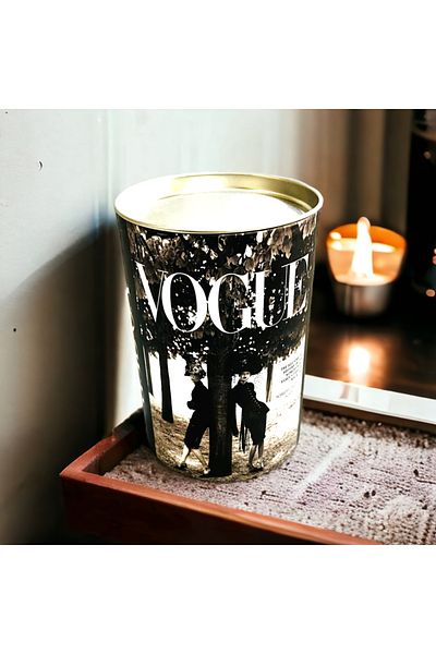 Saccura Decor Decorative Cylinder Box with Metal Lid, Brown Tree Decorative Box