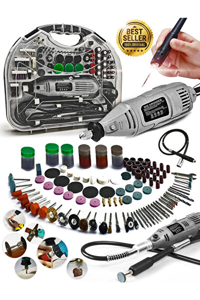 PROXTECH Premium Seri Devirli Çantalı Dramel Gravür Seti Hobi Taşlama Kit, Pro Ahşap oyma Seti Mengene
