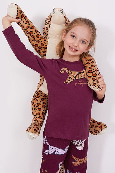 Fanilam Set de pijamale cu mânecă lungă, 100% bumbac, cu modele pentru copii,