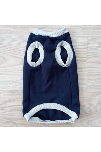 stylie Sleeveless Winter Raised Cat and Small Breed Dog Outfit, Unprinted, Plain Navy Blue Color