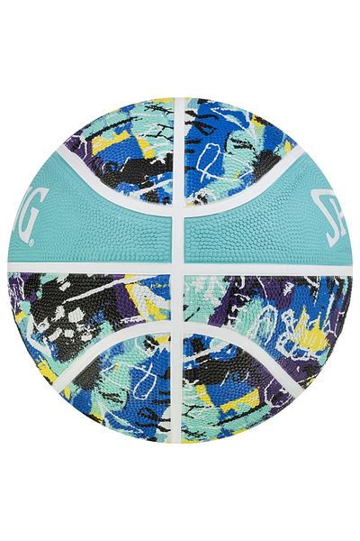 SPALDING Graffiti 8 Panel Basketball Ball Performance Outdoor Rubber Surface + Pump + Towel Bracelet