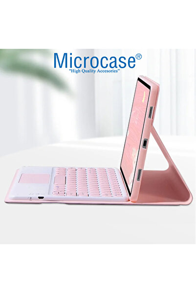 Microcase Ipad 10.nesil 10.9 2022 Ile Uyumlu Bt Touchpad Klavye Bluetooth Mouse Standlı Kılıf Bkk7 Pembe
