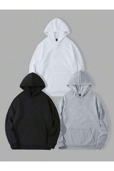 Moodopia Unisex σετ καμπάνιας φούτερ με κουκούλα 3 τεμαχίων με μονόχρωμη κουκούλα