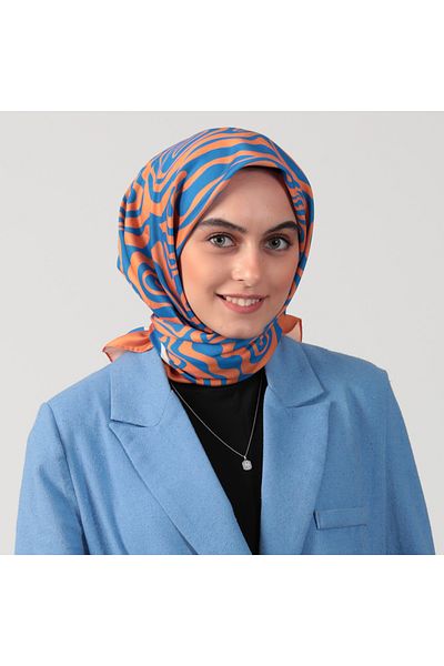 ipekistanbul Cotton Silk Scarf - Spiral Pattern - Orange