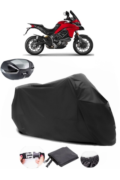 AutoEN Ducati Multistrada 950 Rear Bag Compatible Black Motorcycle Tarpaulin Waterproof Durable Fabric