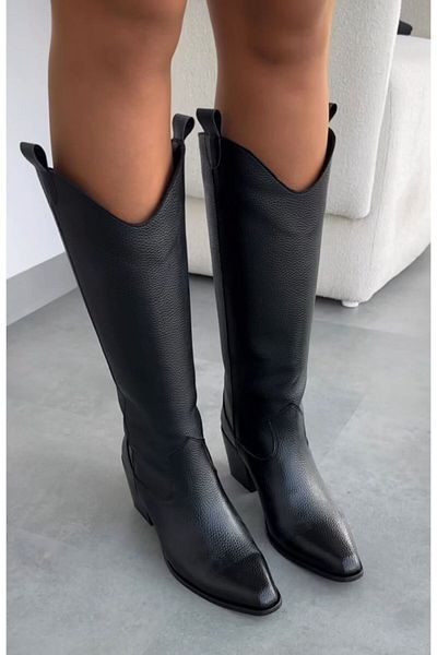 selinshoes Matias Heeled Women's Cowboy Boots - BLACK
