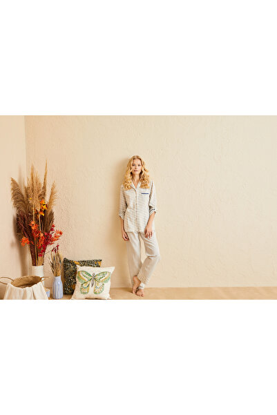 ENNA MODA Organik Kumaş Premium Pijama Takımı, Çeyizlik Organik Pijama Takımı