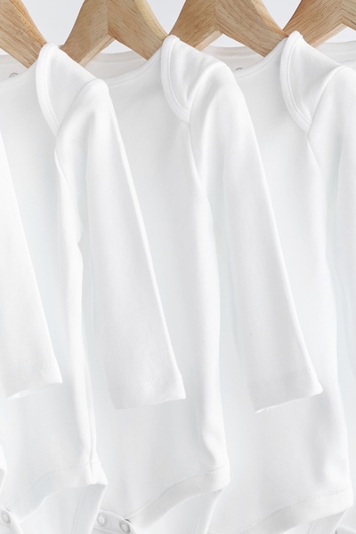 Next Baby 100% Cotton Long Sleeve White 5-Piece Bodysuit