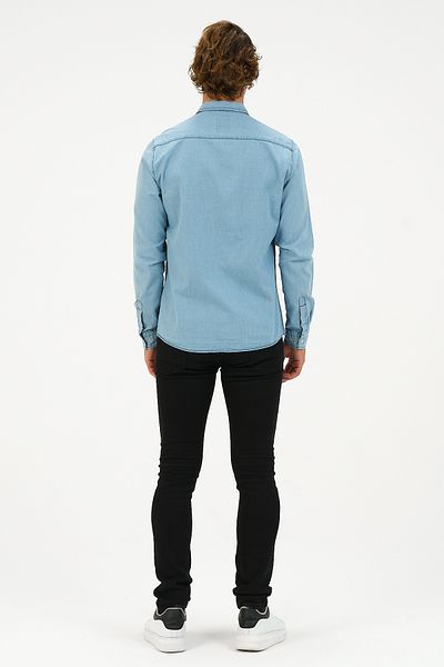 Catto Peak Slim Fit Denim Pocket Shirt