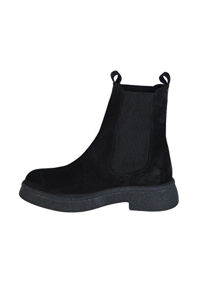 Bulldozer 240524   Μαύρα Suede 100% Δερμάτινα Γυναικεία Flat Μποτάκια